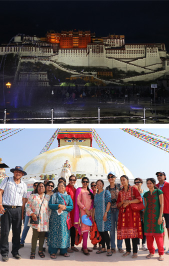 Kailash Yatra in front of a large stupa